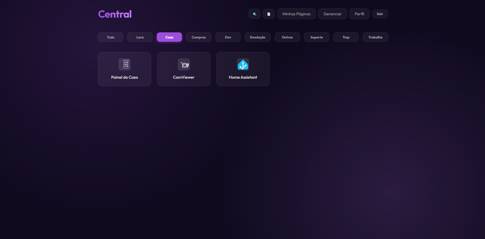 Screenshot do Central